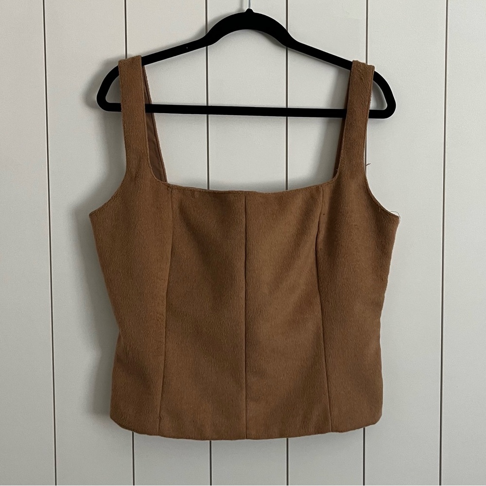 Zara Square Neck Sleeveless Top Brown